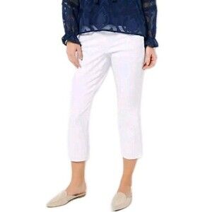 NWOT BELLE BY KIM GRAVEL Womens 16 TripleLuxe Twill Cropped White Jeans A470709